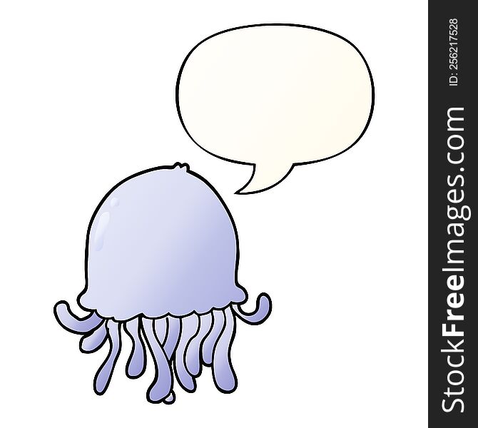 cartoon jellyfish with speech bubble in smooth gradient style