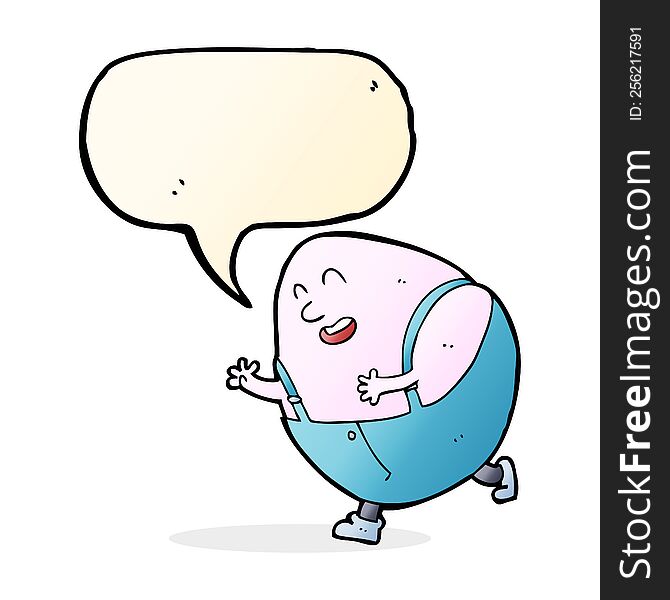cartoon humpty dumpty egg character with speech bubble