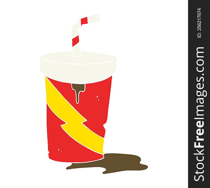 Flat Color Illustration Of A Cartoon Junk Food Cola Drink