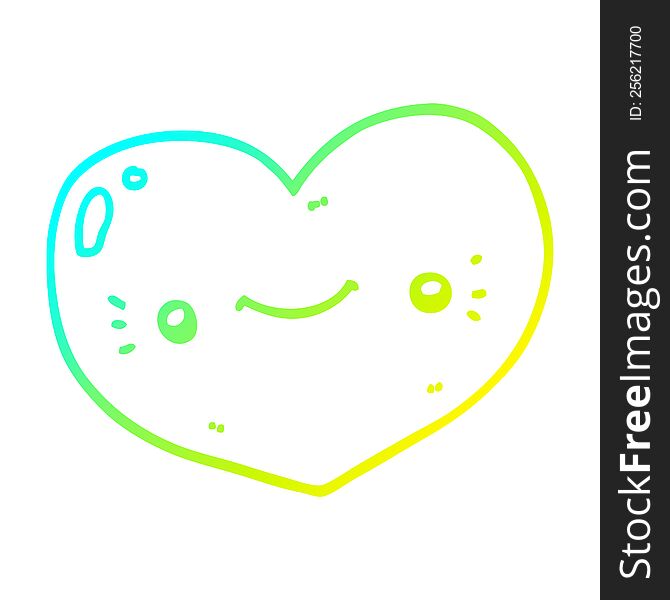 Cold Gradient Line Drawing Heart Cartoon Character