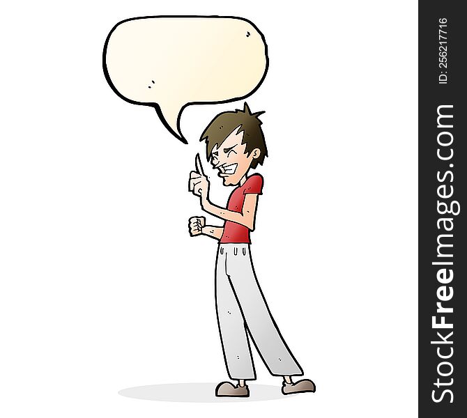 Cartoon Angry Man Arguing With Speech Bubble
