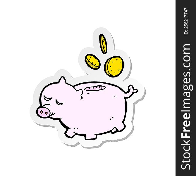 sticker of a cartoon piggy bank