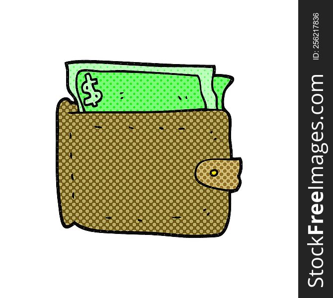 cartoon wallet full of money