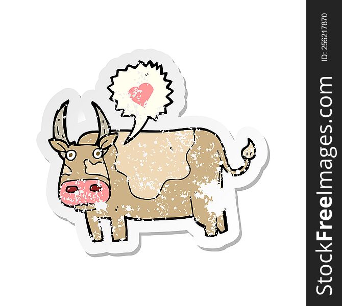 Retro Distressed Sticker Of A Cartoon Cow
