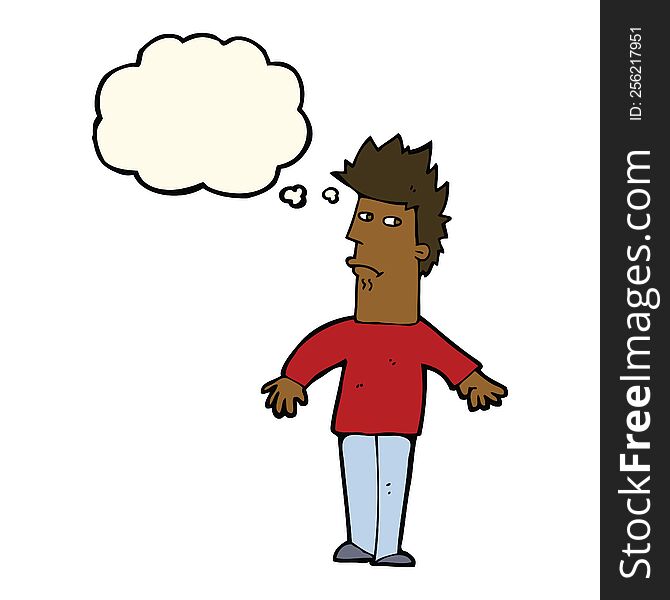 Cartoon Worried Man With Thought Bubble