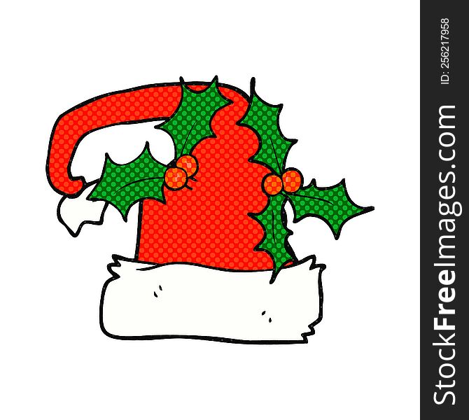 freehand drawn cartoon christmas holly hat