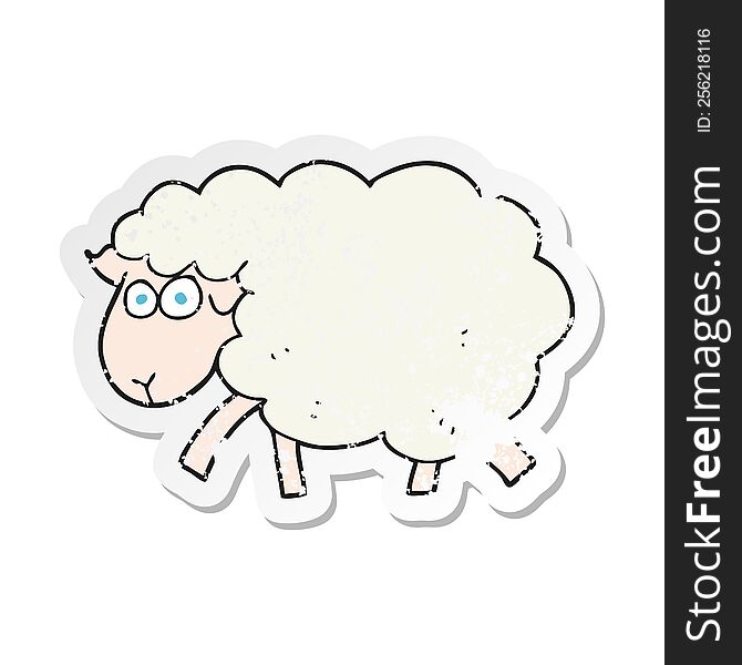 retro distressed sticker of a cartoon sheep