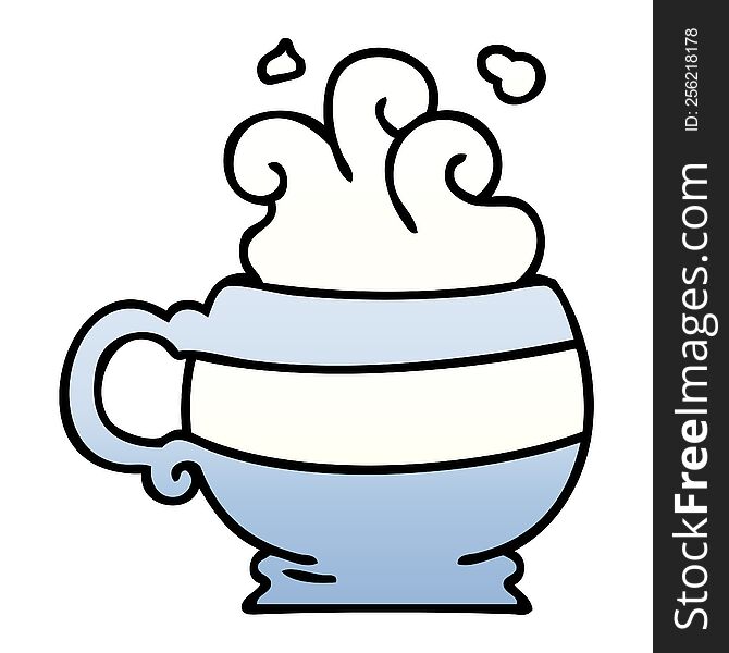gradient shaded quirky cartoon hot drink. gradient shaded quirky cartoon hot drink