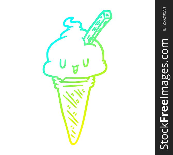 cold gradient line drawing cute ice cream