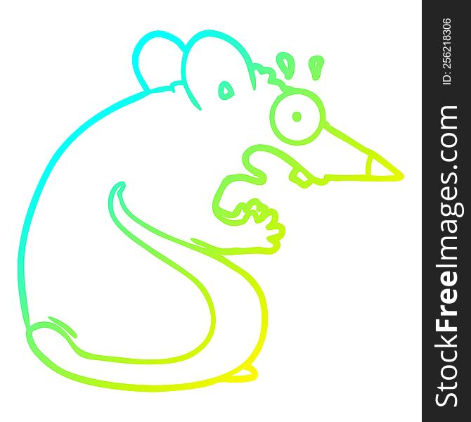 cold gradient line drawing of a cartoon frightened mouse