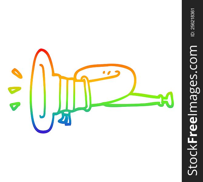 rainbow gradient line drawing of a cartoon curled horn instrument