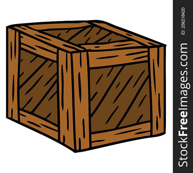 hand drawn cartoon doodle of a wooden crate