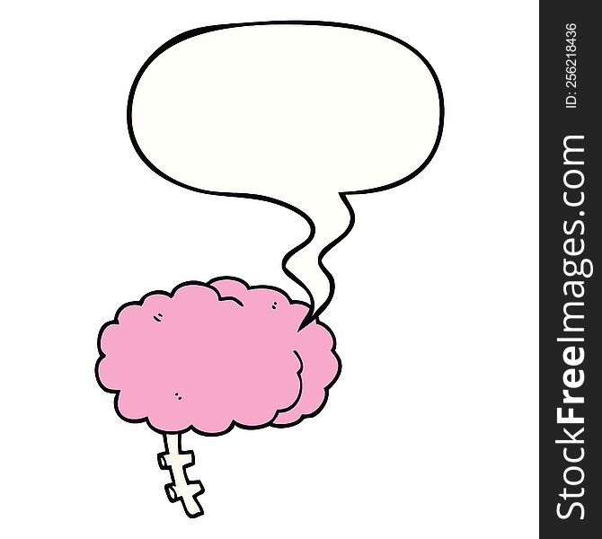 cartoon brain with speech bubble. cartoon brain with speech bubble