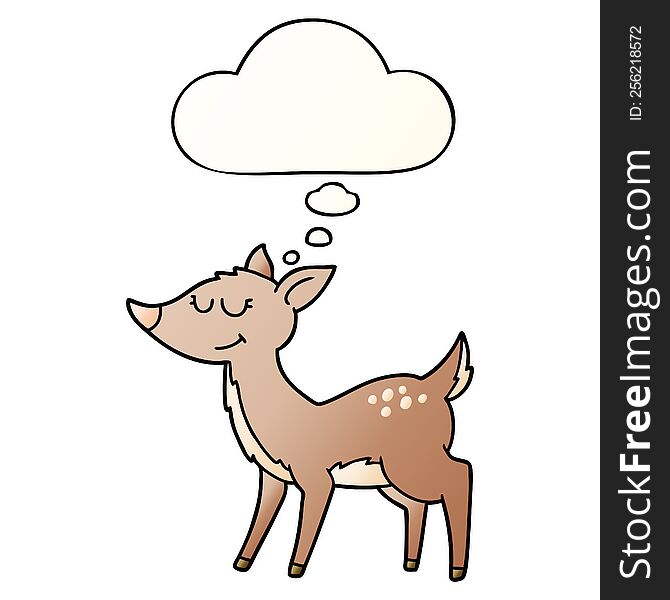 Cartoon Deer And Thought Bubble In Smooth Gradient Style