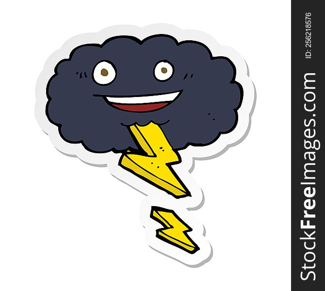 sticker of a cartoon storm cloud