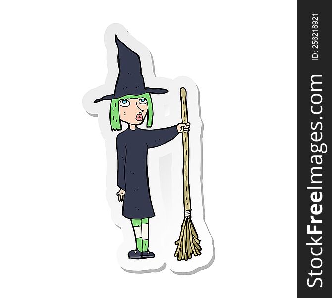Sticker Of A Cartoon Witch