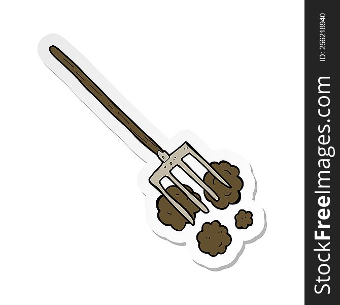 sticker of a cartoon pitch fork