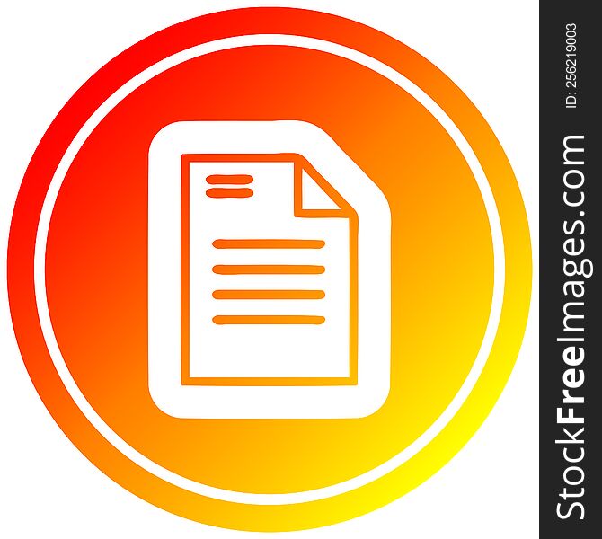 official document circular icon with warm gradient finish. official document circular icon with warm gradient finish