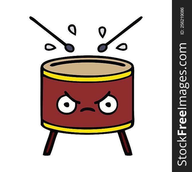 cute cartoon of a drum. cute cartoon of a drum