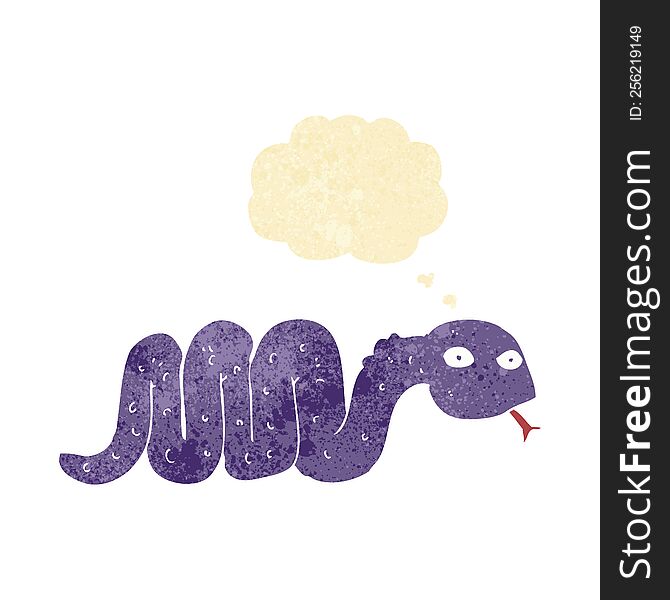 Funny Cartoon Snake With Thought Bubble
