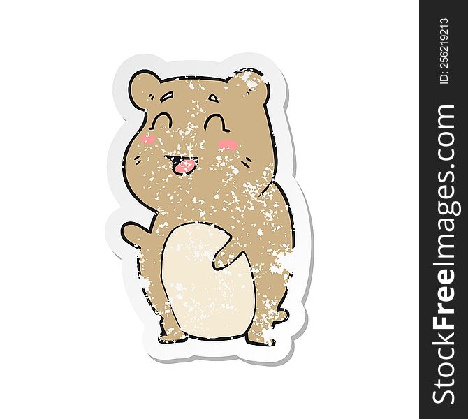 Retro Distressed Sticker Of A Cartoon Cute Hamster