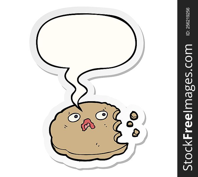 Cartoon Bitten Cookie And Speech Bubble Sticker