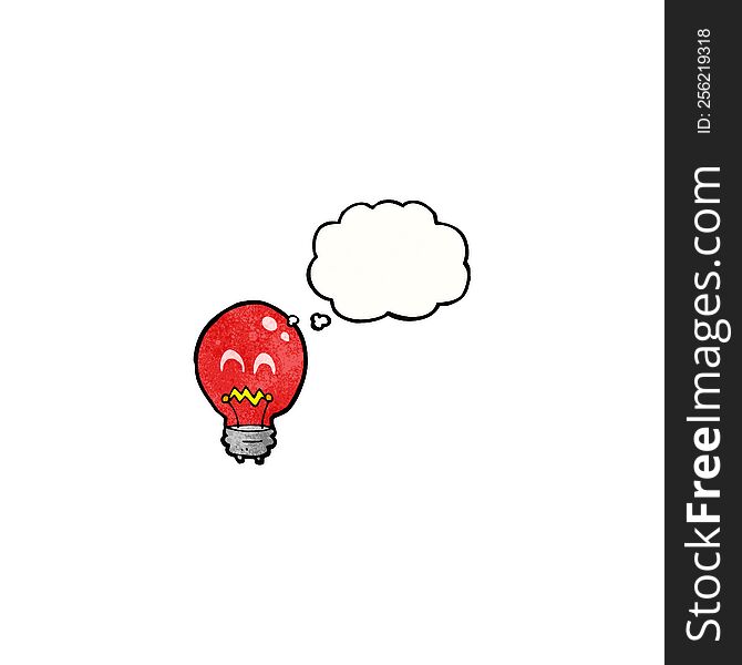 red light bulb with thought bubble