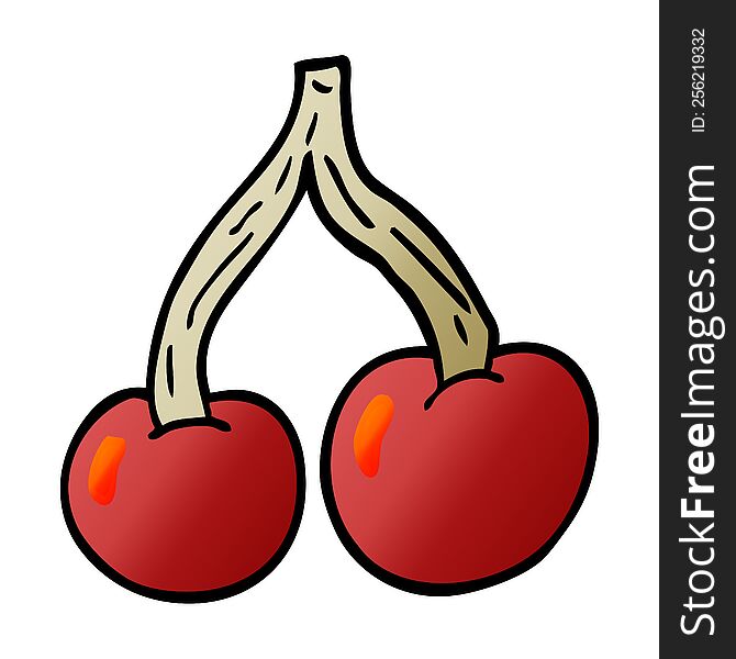 cartoon doodle ripe cherries