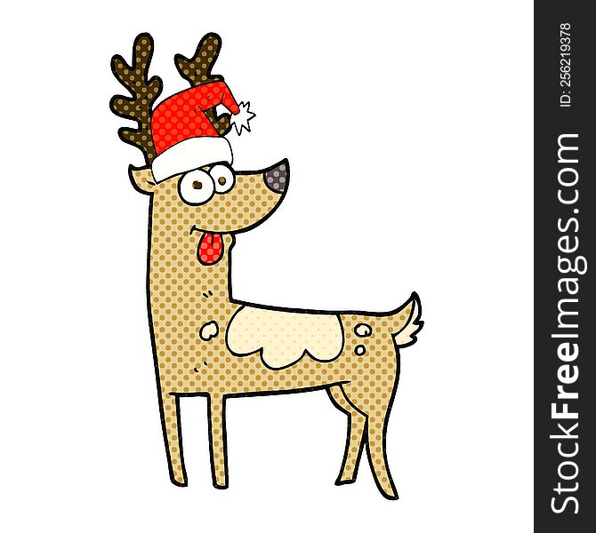 freehand drawn cartoon crazy reindeer