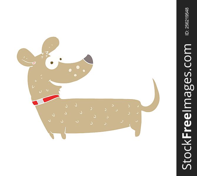 Flat Color Illustration Of A Cartoon Happy Dog
