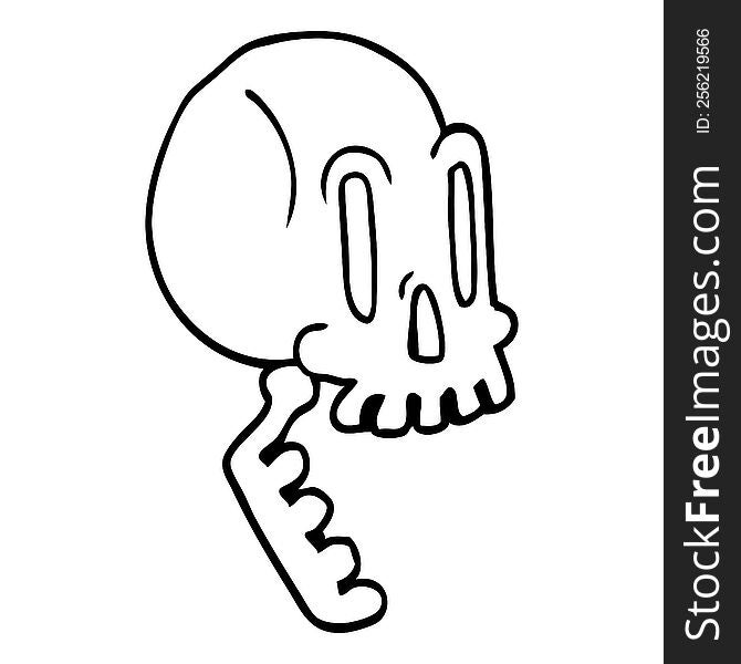 Line Drawing Cartoon Of A Skull