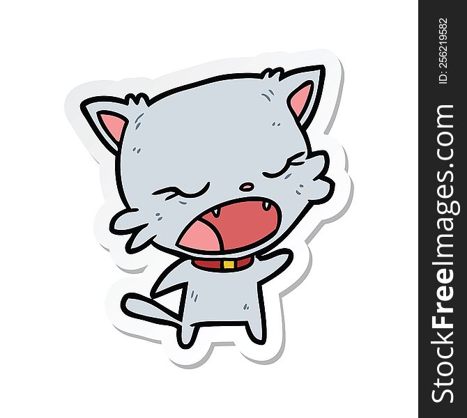 sticker of a cartoon cat talking