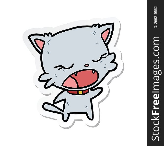 Sticker Of A Cartoon Cat Talking