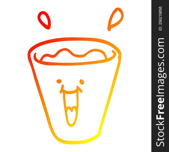 warm gradient line drawing of a cartoon happy drinks