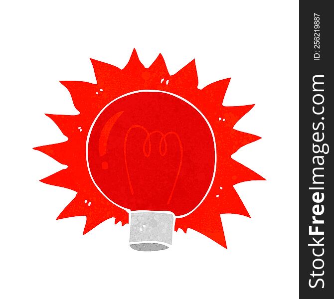 cartoon flashing red light bulb