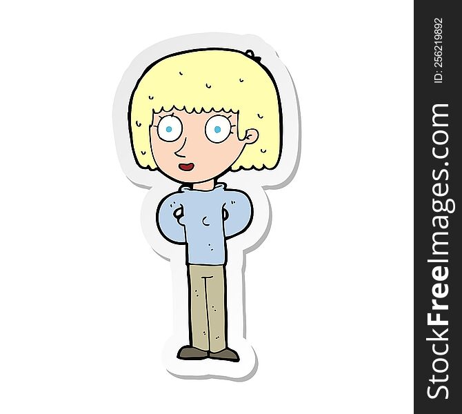 Sticker Of A Cartoon Staring Woman