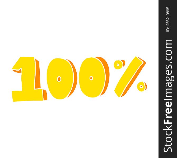 flat color illustration of 100 per cent symbol. flat color illustration of 100 per cent symbol