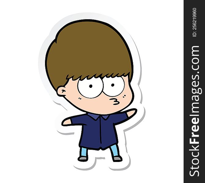 sticker of a curious cartoon boy