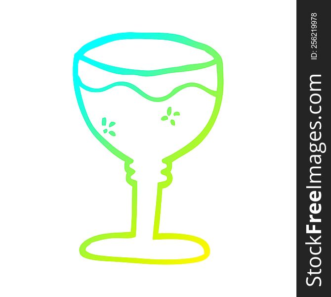 cold gradient line drawing of a cartoon red wine glass