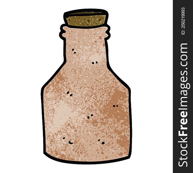 Cartoon Doodle Old Ceramic Bottle With Cork