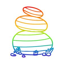Rainbow Gradient Line Drawing Cartoon Large Stacked Stones Stock Photography
