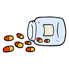 Hand Drawn Doodle Style Cartoon Jar Of Pills Royalty Free Stock Photo