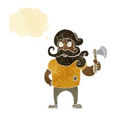 Free Cartoon Lumberjack With Axe With Thought Bubble Royalty Free Stock Photography - 256225367