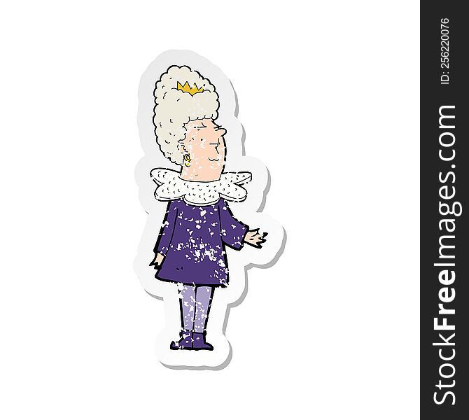 Retro Distressed Sticker Of A Cartoon Queen