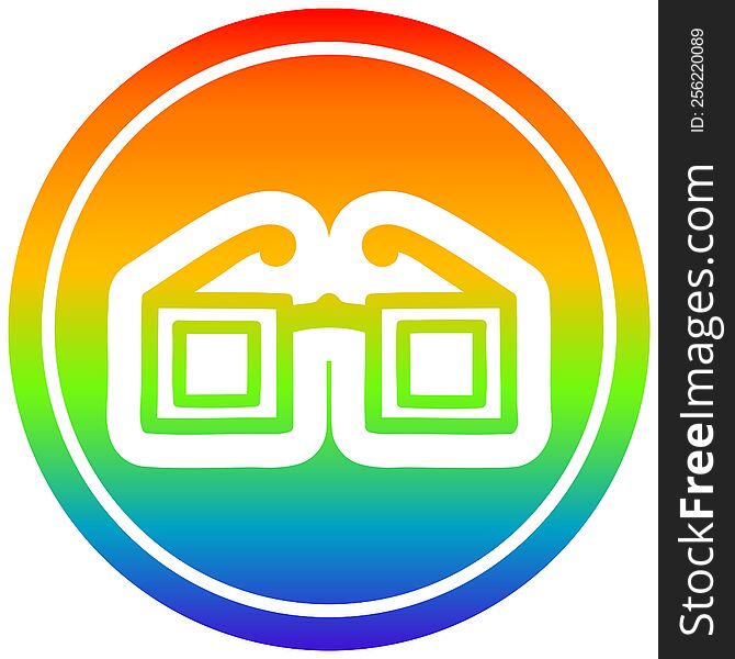 square glasses circular icon with rainbow gradient finish. square glasses circular icon with rainbow gradient finish