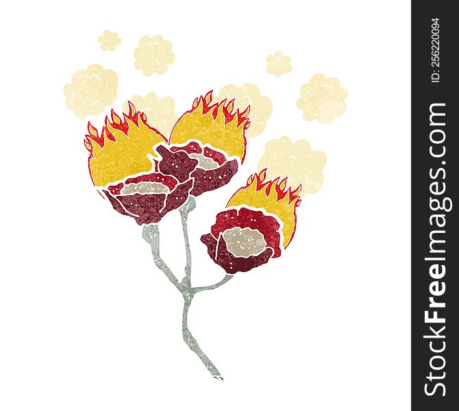 cartoon burning flowers