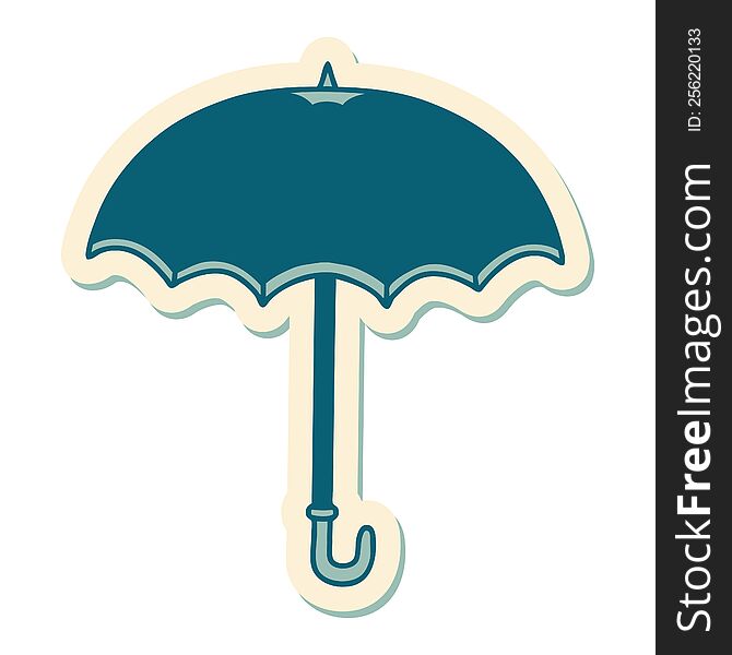 sticker of tattoo in traditional style of an umbrella. sticker of tattoo in traditional style of an umbrella