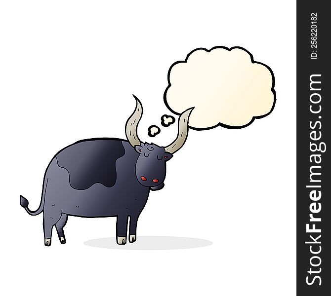 cartoon ox with thought bubble