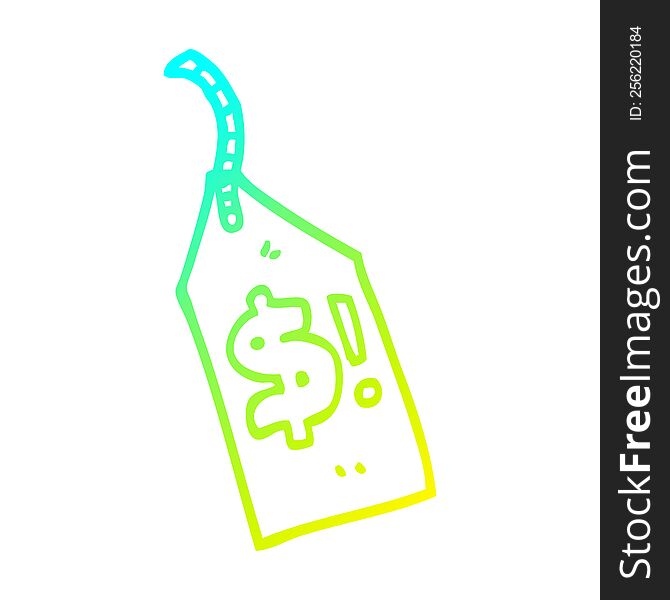 cold gradient line drawing of a cartoon price label