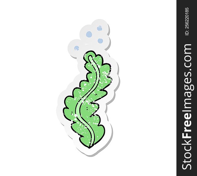 distressed sticker of a cartoon seaweed